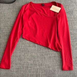 SHEIN Vibrant Red Asymmetrical Blouse